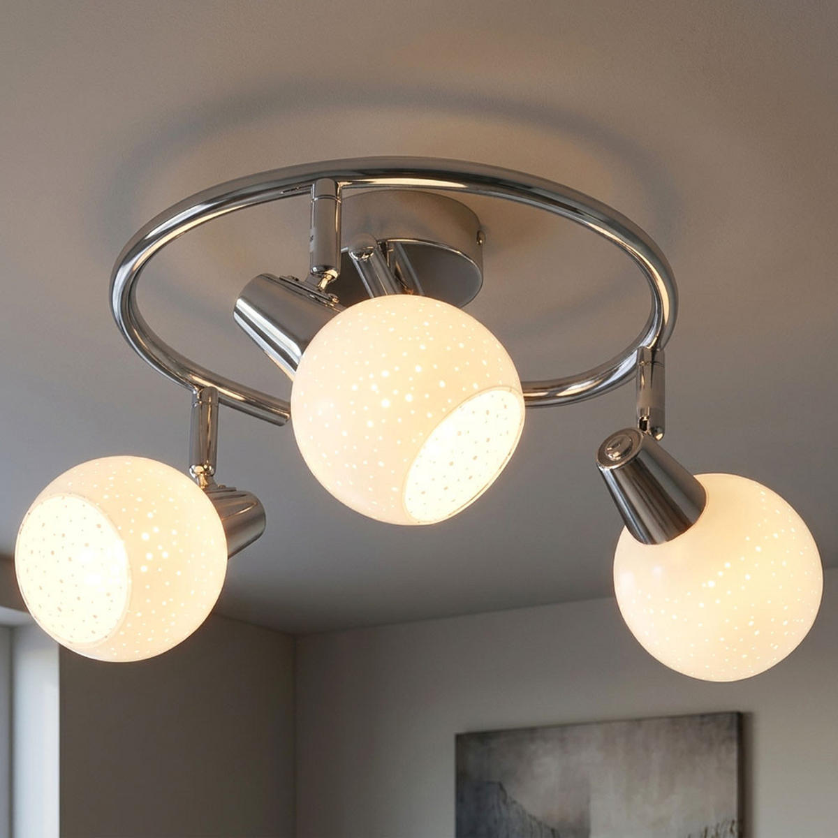 LED DECKENLEUCHTE Metall Chrom Silber - Silberfarben, Glas (12/25/25cm) - Nowa