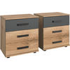 NACHTTISCH Stockholm 2er Set Plankeneiche / graphit je 52 / 38 / 58cm - Eichefarben, Holz/Holzwerkstoff (52/58/38cm) - Wimex