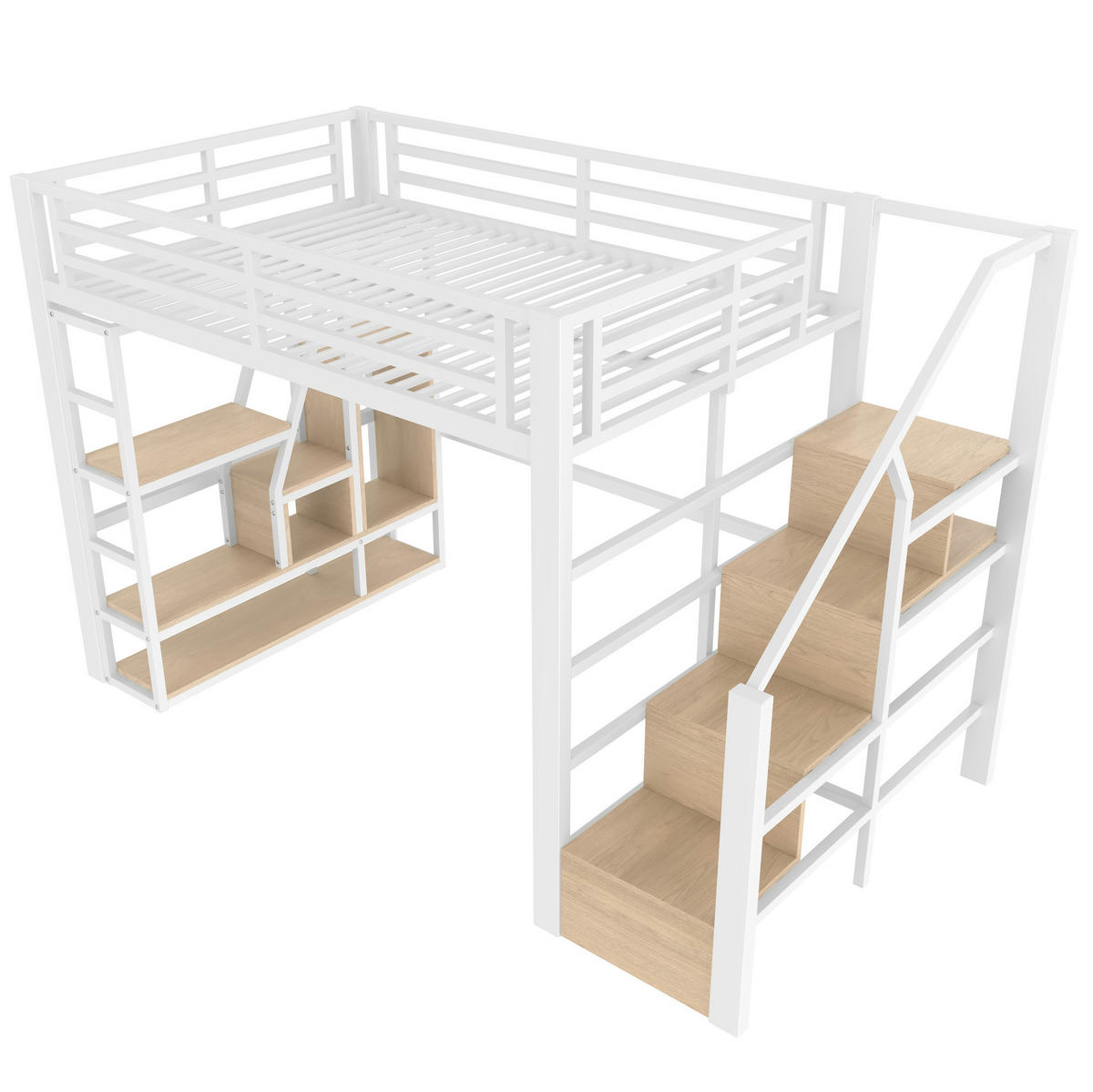 HOCHBETT 140/200 cm in Weiß mit Staustufen, LED-Lichtleiste und Rausfallschutz - Weiß, Holzwerkstoff (140/200cm) - BEAOK