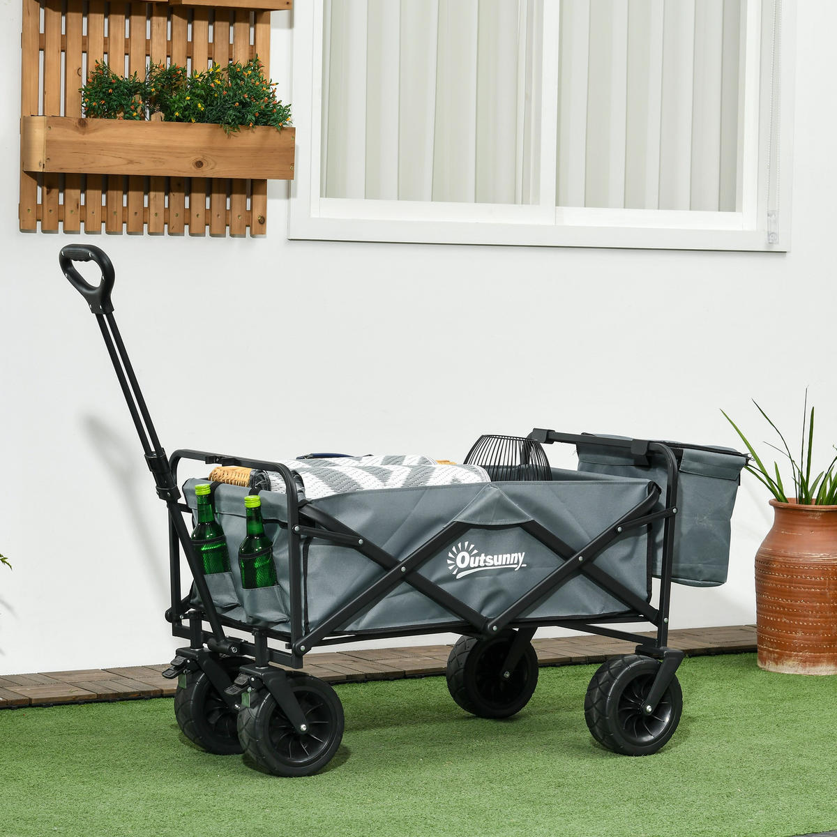 BOLLERWAGEN klappbar 120 kg mit Kühltasche - Dunkelgrau, Metall (113/100/57cm) - Fortuna Lai