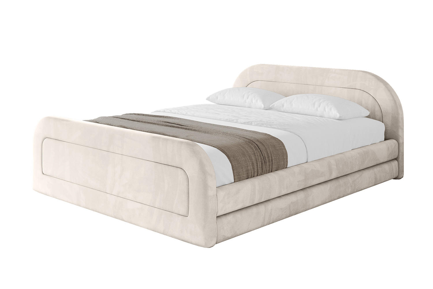 POLSTERBETT mit Bettkasten, Fußteil und Lattenrost, Boxbett ohne Matratze - LERIS-v1-Z 120x200 Beige - Beige, Holzwerkstoff/Textil (120/200cm) - ALTDECOR