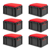 EUROBOX 6x NextGen Seat Rot, HxBxT 26,5x30x40cm, 20 Liter, Griffe geschlossen, Schwarz - Schwarz, Kunststoff (30/26.5/40cm) - PROREGAL