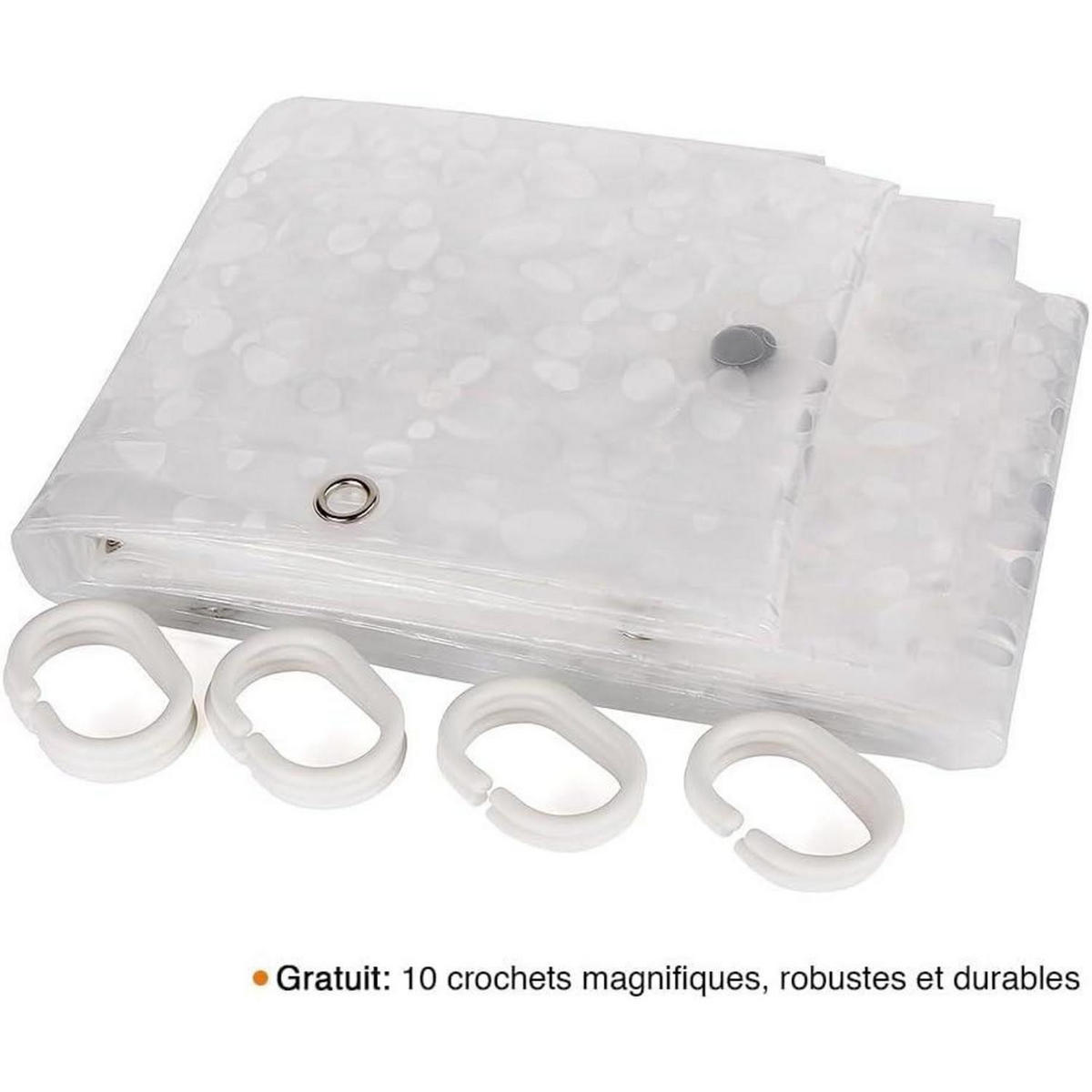 DUSCHVORHANG 150 x 180 cm Steinmuster EVA transparent - Transparent, Kunststoff (150/180cm)