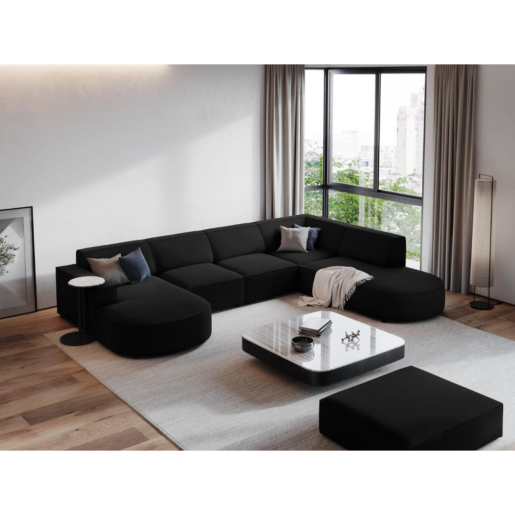Thumbnail - Micadoni Panoramasofa, Schwarz, Textil, 7-Sitzer, U-Form, 262x70x364 cm, Hergestellt in Europa, Wohnzimmer, Sofas & Couc...