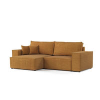 ROHOVÁ SEDAČKA CAVO, textil, Medově žlutá - černá/med, dřevo/kompozitní dřevo (255/148cm) - AltaBeds