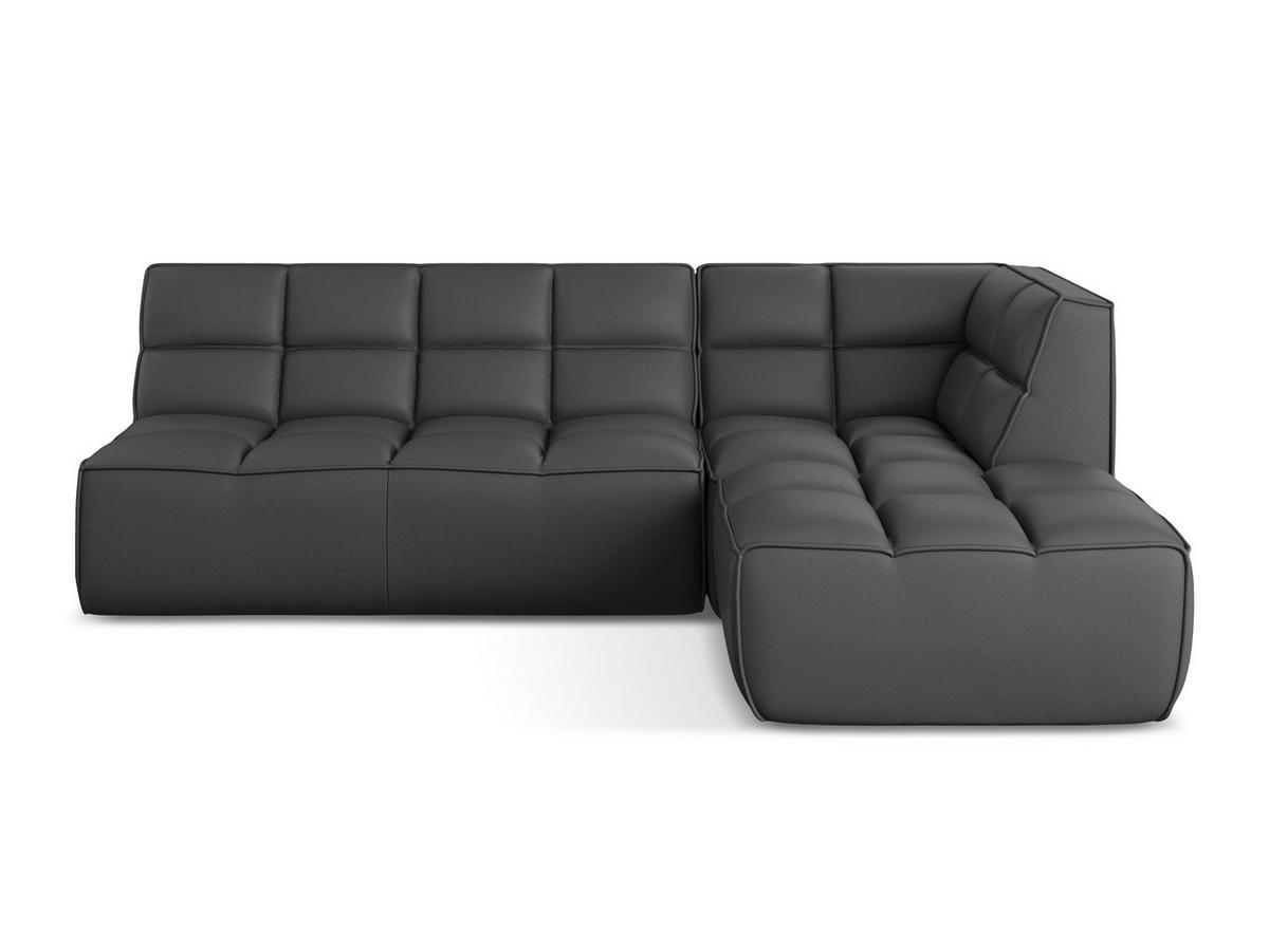 ECKSOFA Beidseitig Kunstleder Grau - Beige/Schwarz, Leder/Kunststoff (258/178cm) - Makamii