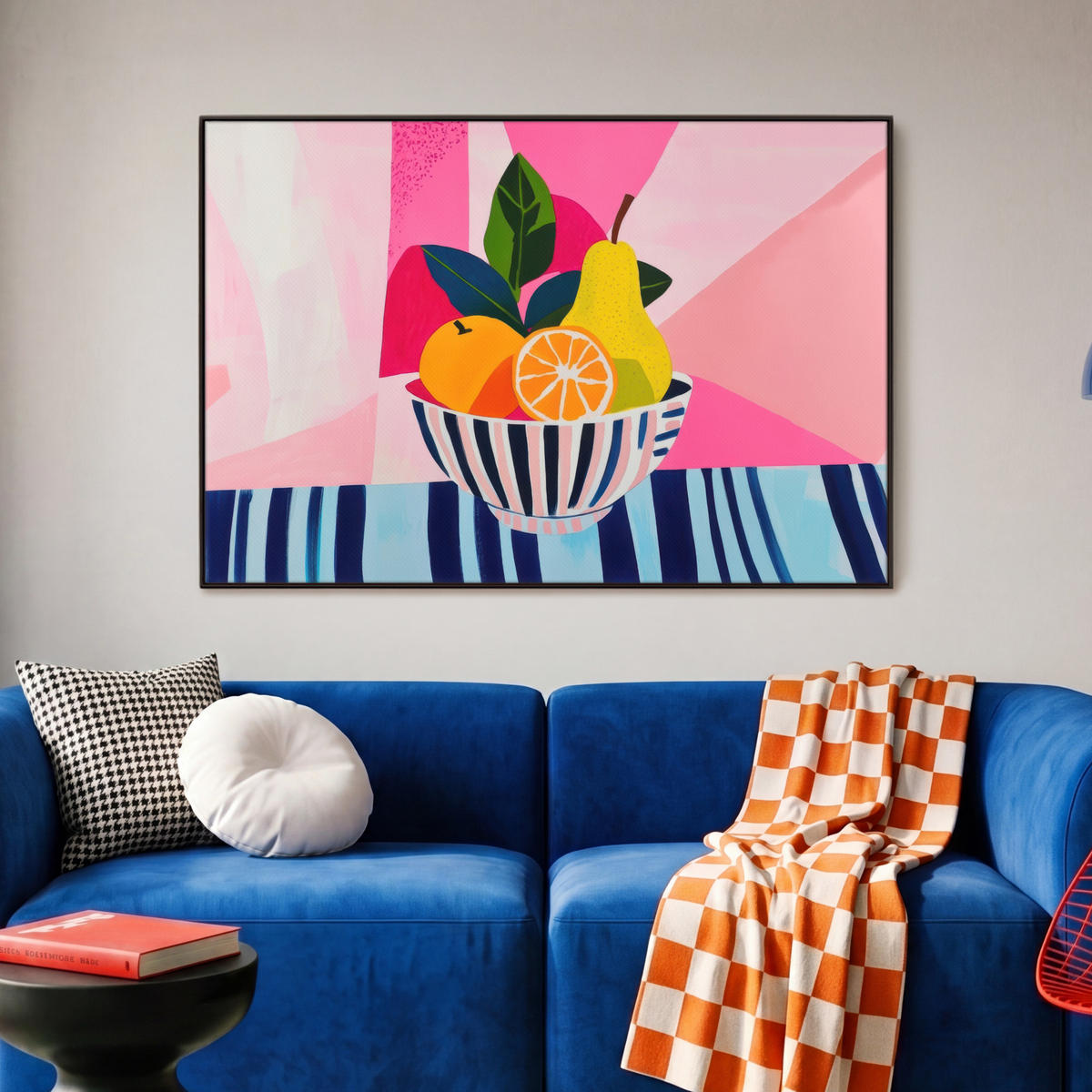 LEINWAND Bilder mit Rahmen - Obst - Abstrakter Hintergrund - Rosa - 90x60 - Pink, Textil (90/60cm) - OnlyWow