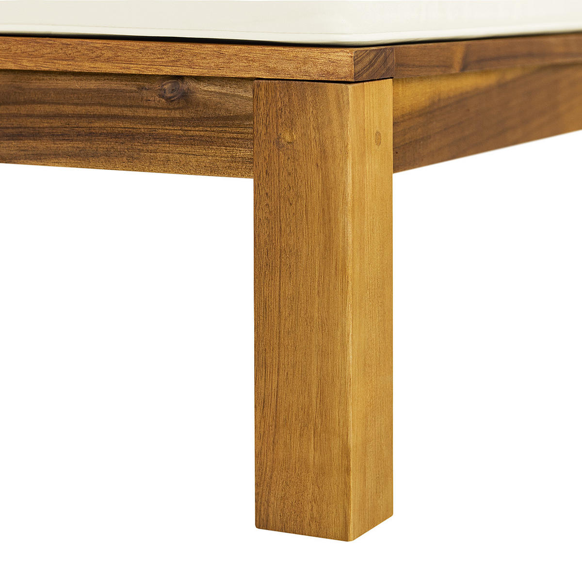 LOUNGEHOCKER - Webstoff / Akazie massiv - Weiß, Holz/Textil (60/38/60cm) - home24