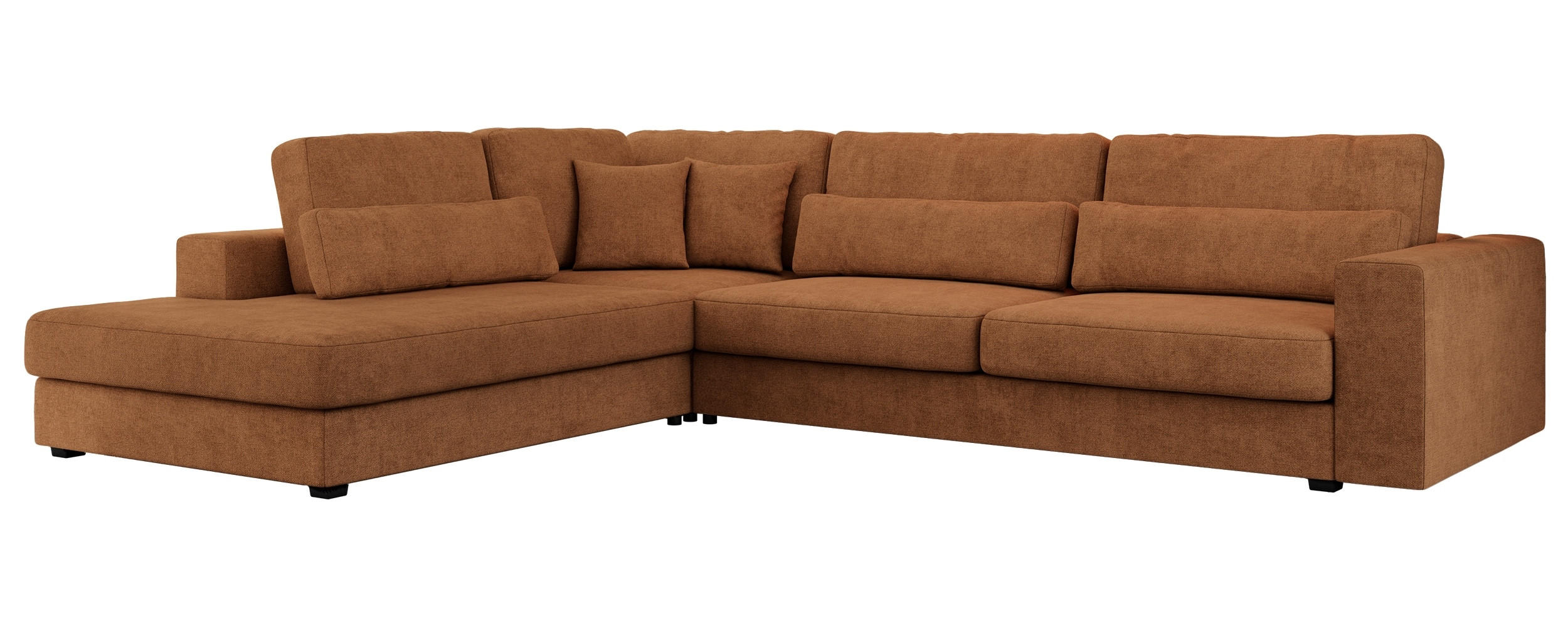 ECKSOFA Savona Orange Strukture - links - Schwarz/Orange, Kunststoff/Textil (316/249cm) - MKS