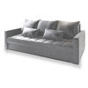 BETTSOFA SIRO Hellgrau Plüsch-Stoff mit Schlaffunktion - Hellgrau, Textil (222/83/86cm) - MASSENO