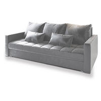 BETTSOFA SIRO Hellgrau Plüsch-Stoff mit Schlaffunktion - Hellgrau, Textil (222/83/86cm) - MASSENO