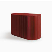 BEISTELLTISCH Duna Set mit 2 Hockern - Dunkelrot, Holz (32.8/70/45cm) - Woodendot