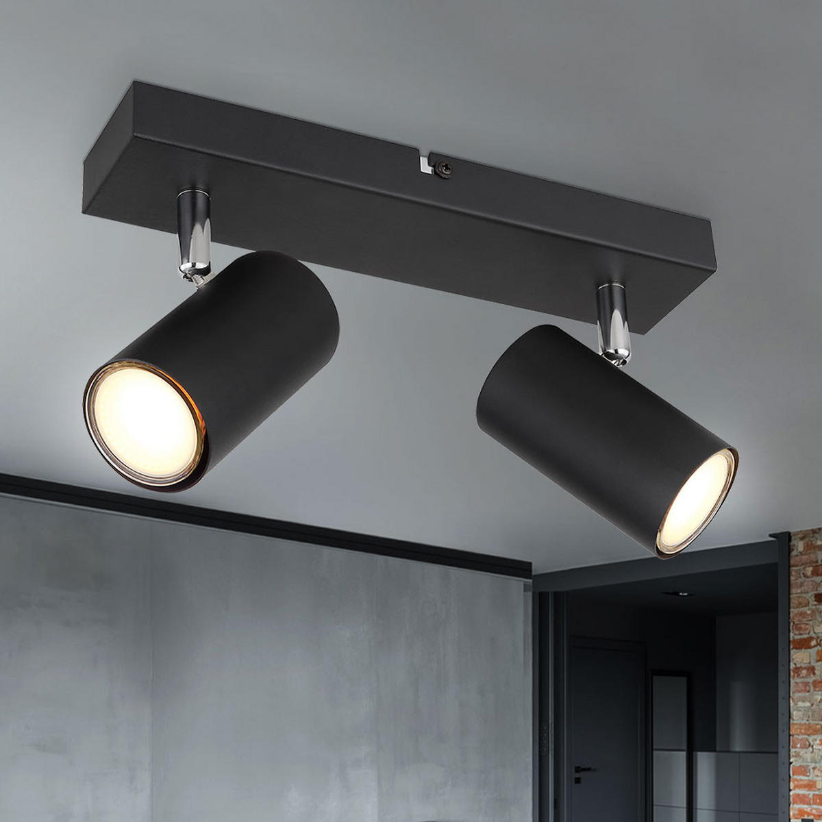 DECKENLEUCHTE Metall Schwarz matt - Schwarz, Metall (26/6/12cm) - Globo Lighting