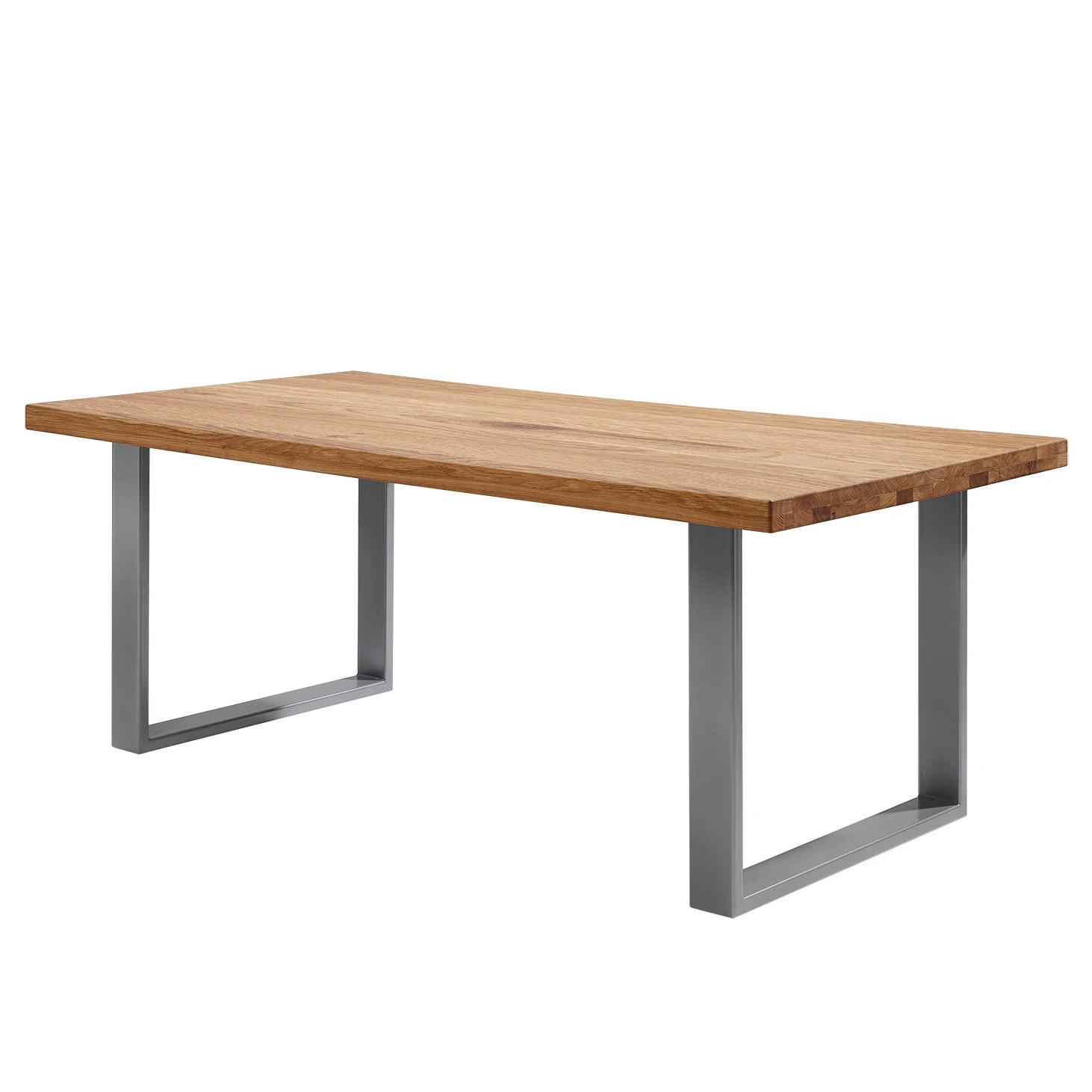 ESSTISCH - Eiche massiv - Braun, Holz/Metall (100/160/75cm) - home24