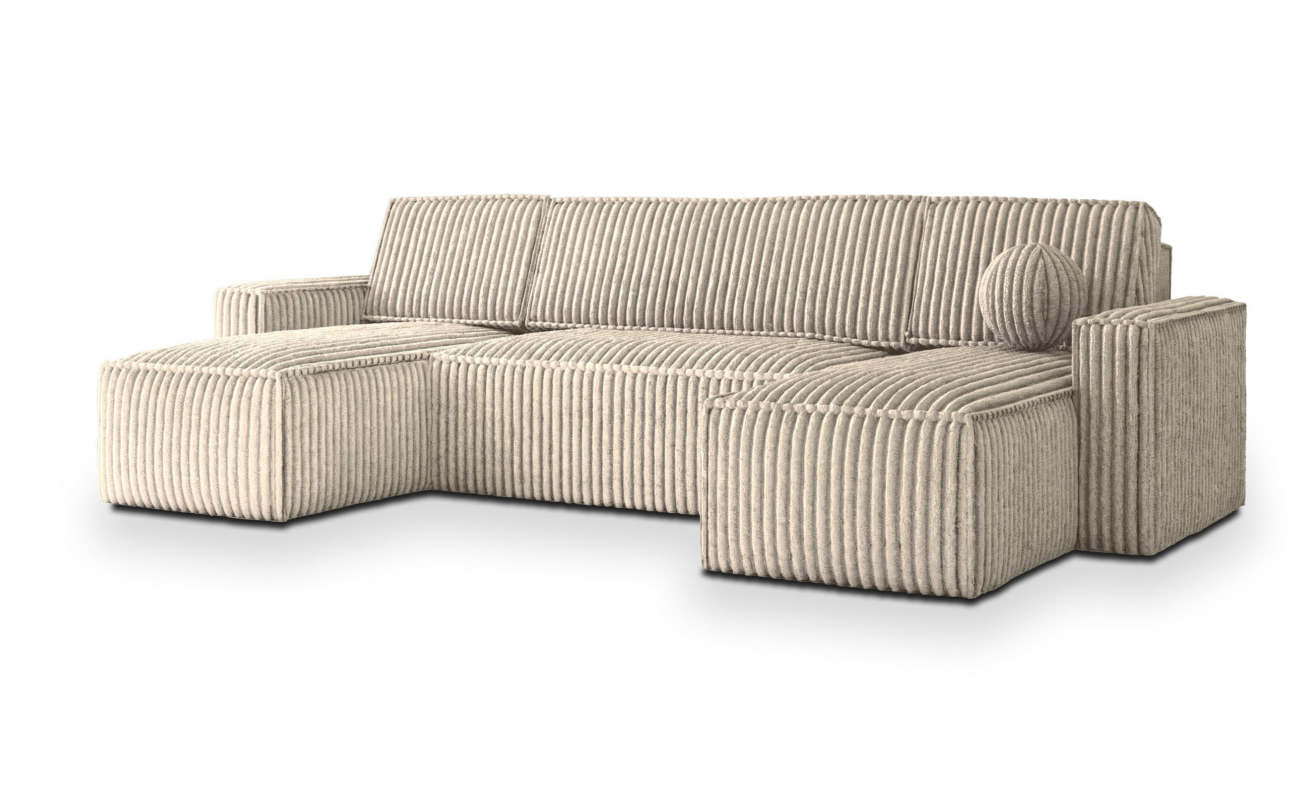 ROHOVÁ SEDAČKA PESANO krémová - šedá/krémová, dřevo/textil (306/140cm) - MASSENO