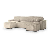 ROHOVÁ SEDAČKA PESANO krémová - šedá/krémová, dřevo/textil (306/140cm) - MASSENO