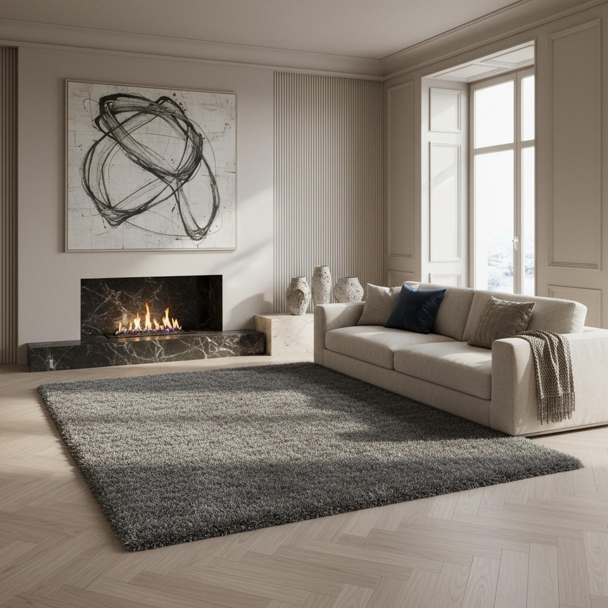 TEPPICH Hochflor Shaggy Einfarbig Weich Flauschig Waschbar Hellgrau 120x170 cm – SALZACH - Grau, Textil (170/120cm) - KADIMA DESIGN