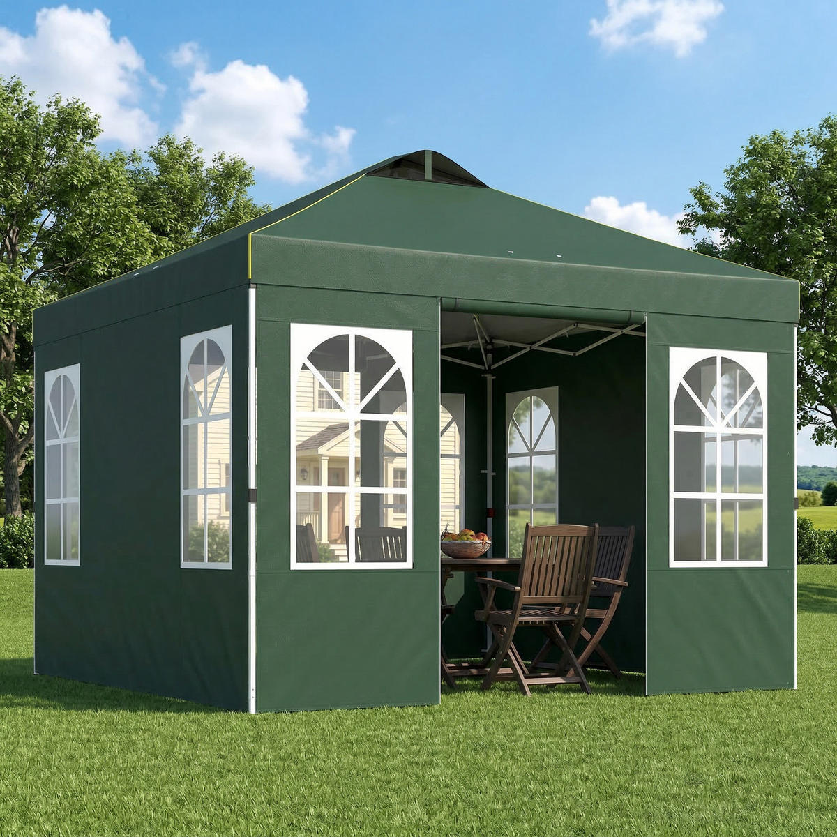POP-UP-FALTZELT, 3×3m, grün - Dunkelgrün, Textil (293/272/293cm) - Vallsero