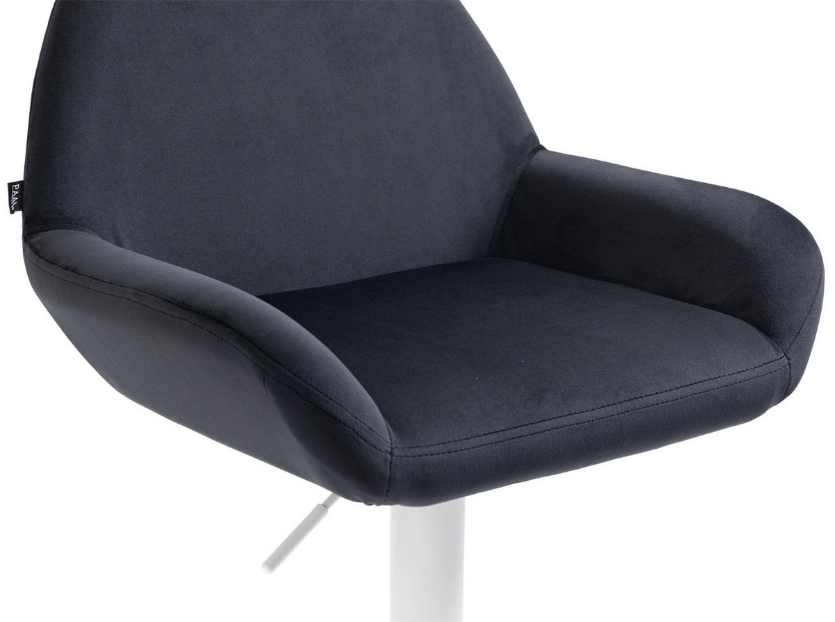 BARHOCKER 2er Set Samt schwarz - Schwarz/Weiß, Textil/Metall (51/89/52cm) - CLP