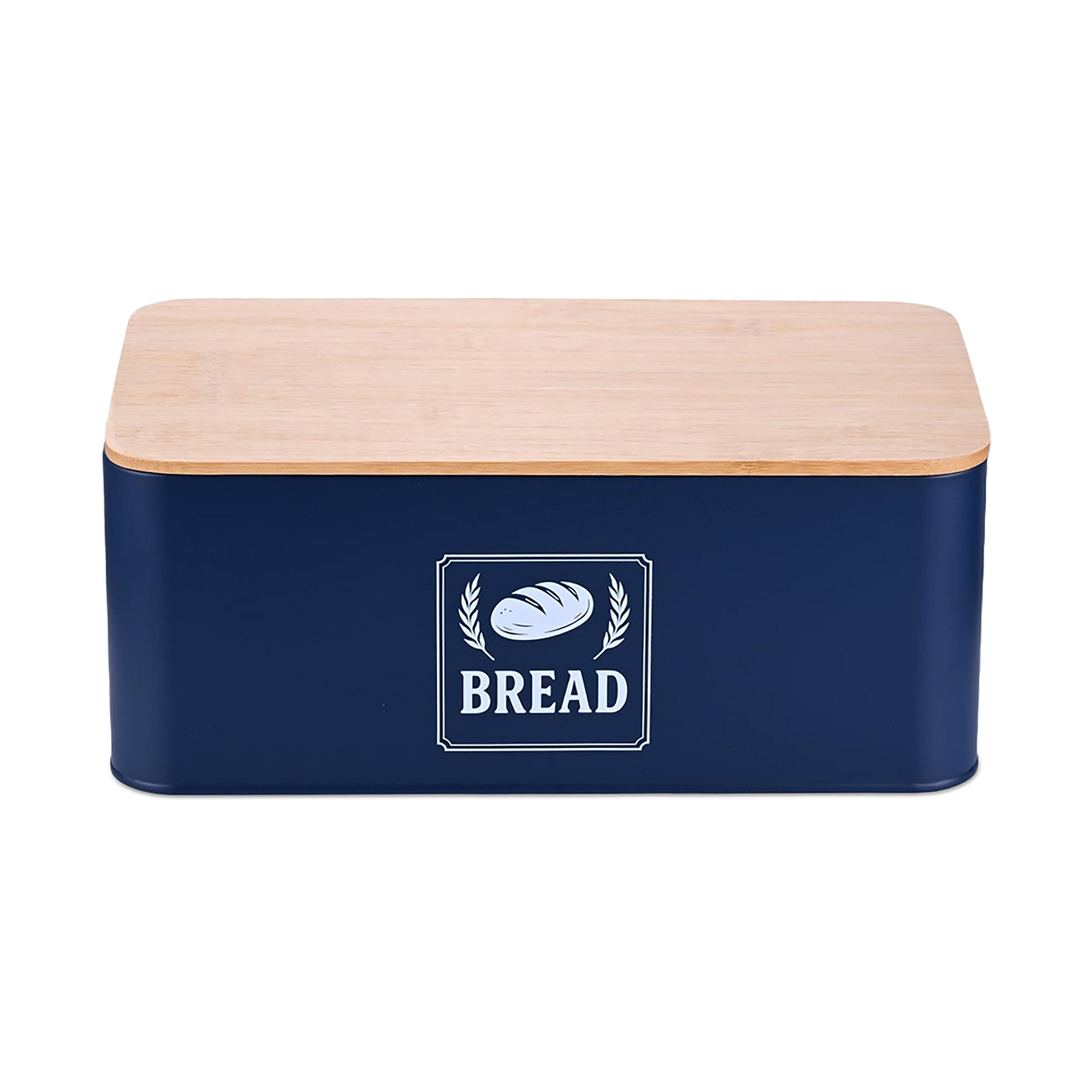 BROTKASTEN - Dunkelblau, Holz/Metall (33/13.5/19cm) - Relaxdays
