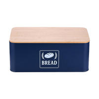 BROTKASTEN - Dunkelblau, Holz/Metall (33/13.5/19cm) - Relaxdays