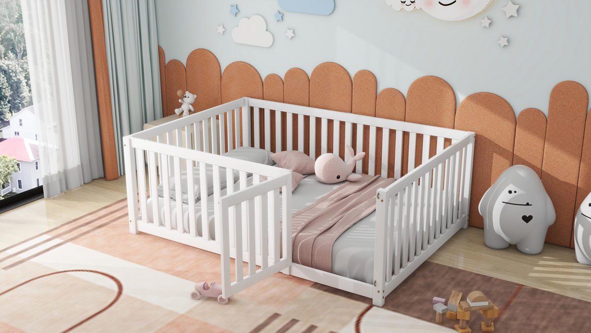 KINDERBETT 140x200 cm Holz Zaun weiß - Weiß, Holz (140/200cm) - LEBENLANG