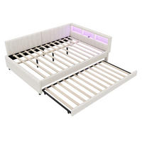 AUSZIEHBETT 140/200 cm DE-04866, mit LED in Beige - Beige, Holzwerkstoff (140/200cm) - ComfortXL