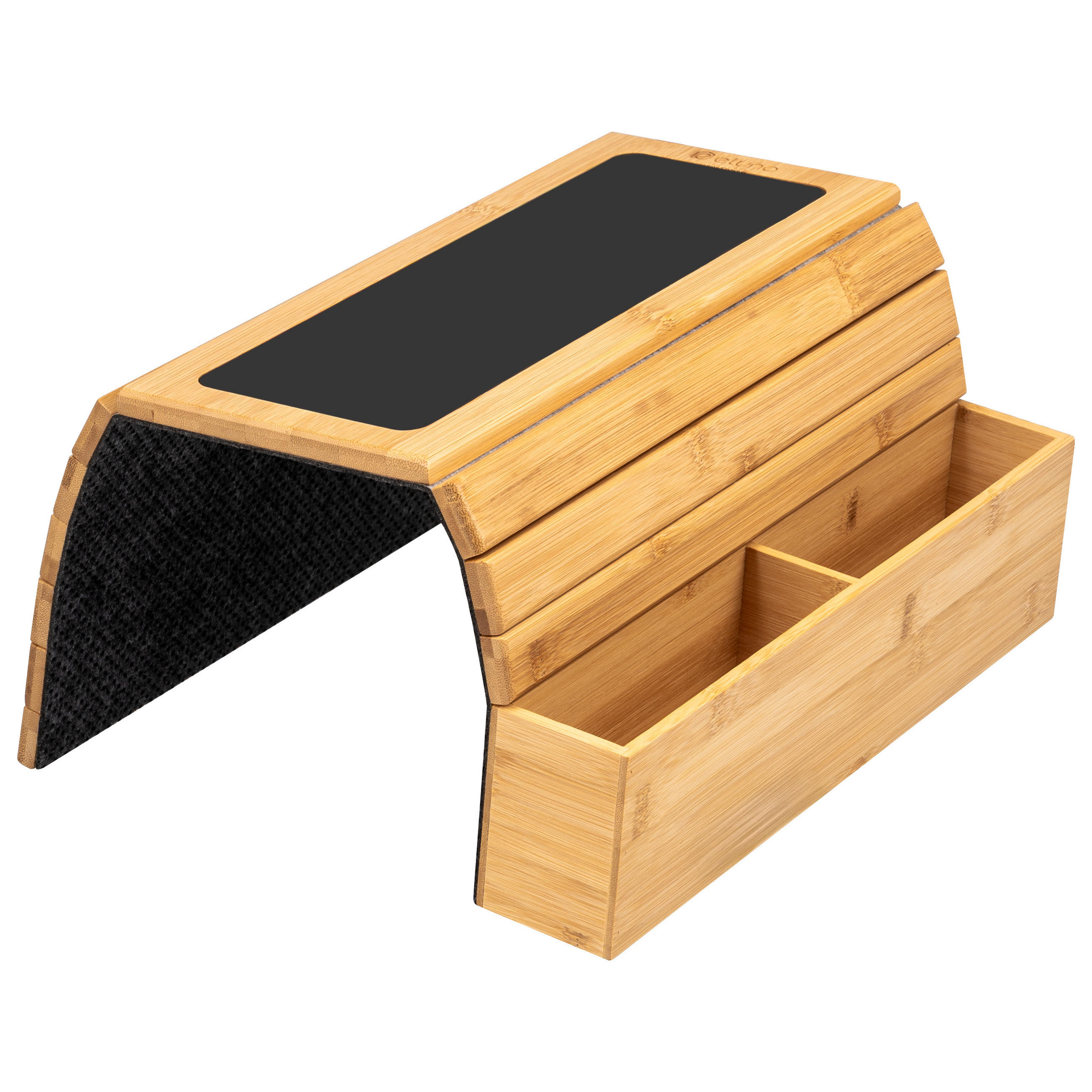 ARMLEHNEN-SOFATABLETT mit seitlichen Fächern, rutschfeste Silikonablage, Bambus - Naturfarben, Naturmaterialien (47/6/34cm) - eluno