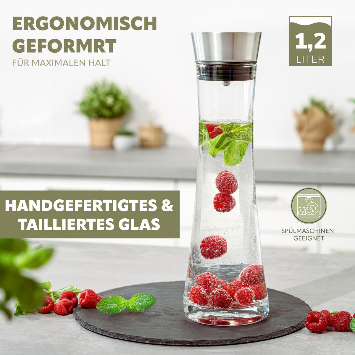 GLASKARAFFE Svea 1,2 Liter, lila - Lila, Glas (1.2L) - bremermann