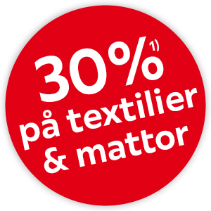 30%¹⁾ på textilier & mattor