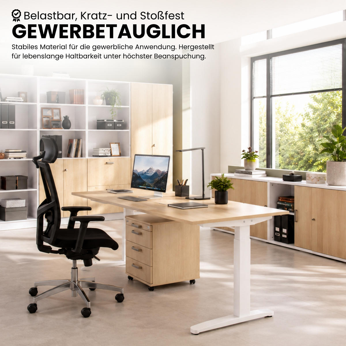 SCHREIBTISCH Serie-XB 80/160/74 cm in Weiß/Graphitfarben - Graphitfarben/Weiß, Holzwerkstoff (80/160/74cm) - bümö