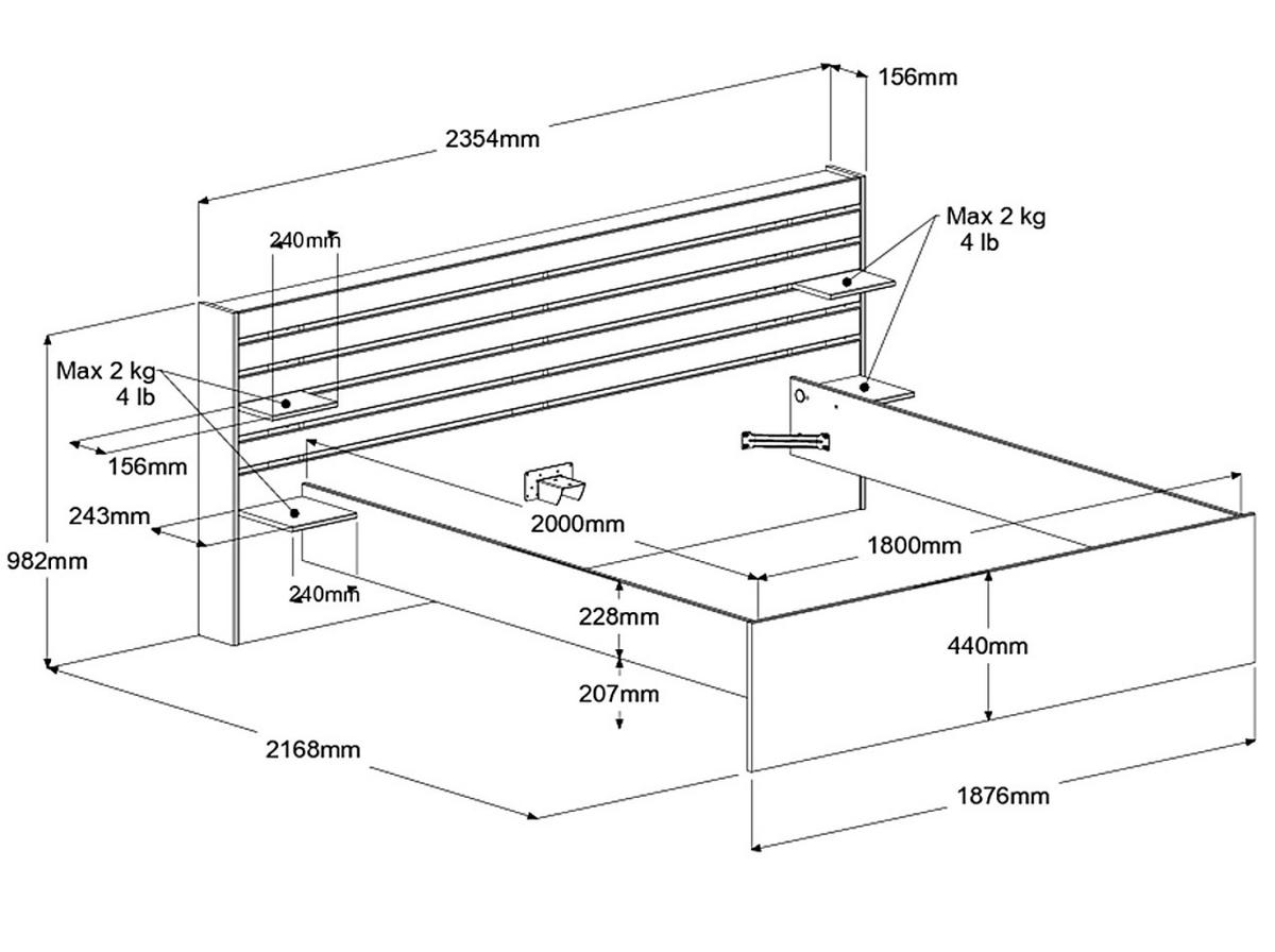 SCHLAFZIMMER-SET Eiche japanisch, Set 2-teilig mit Stauraumbett - Eichefarben, Holzwerkstoff/Metall (236/203/217cm) - Parisot Meuble