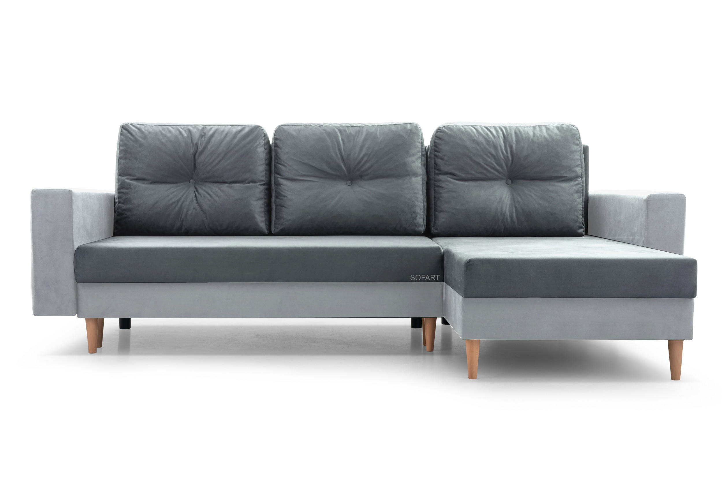 ECKSOFA Carl L - Grau + Hellgrau - Hellgrau, Holz (232/137cm) - Möblo
