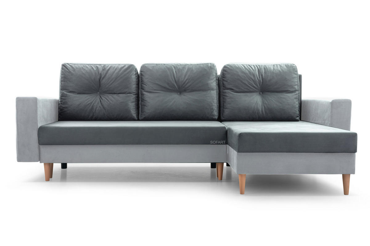 ECKSOFA Carl L - Grau + Hellgrau - Hellgrau, Holz (232/137cm) - Möblo
