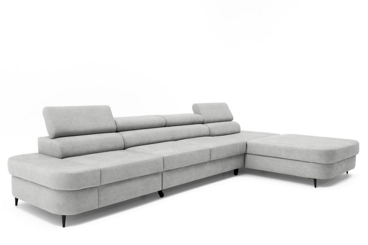 ECKSOFA JAZZ MAXI Rechts mit Schlaffunktion 125x195 Velours Grau - Schwarz/Grau, Holz/Textil (203/350cm) - Muffo