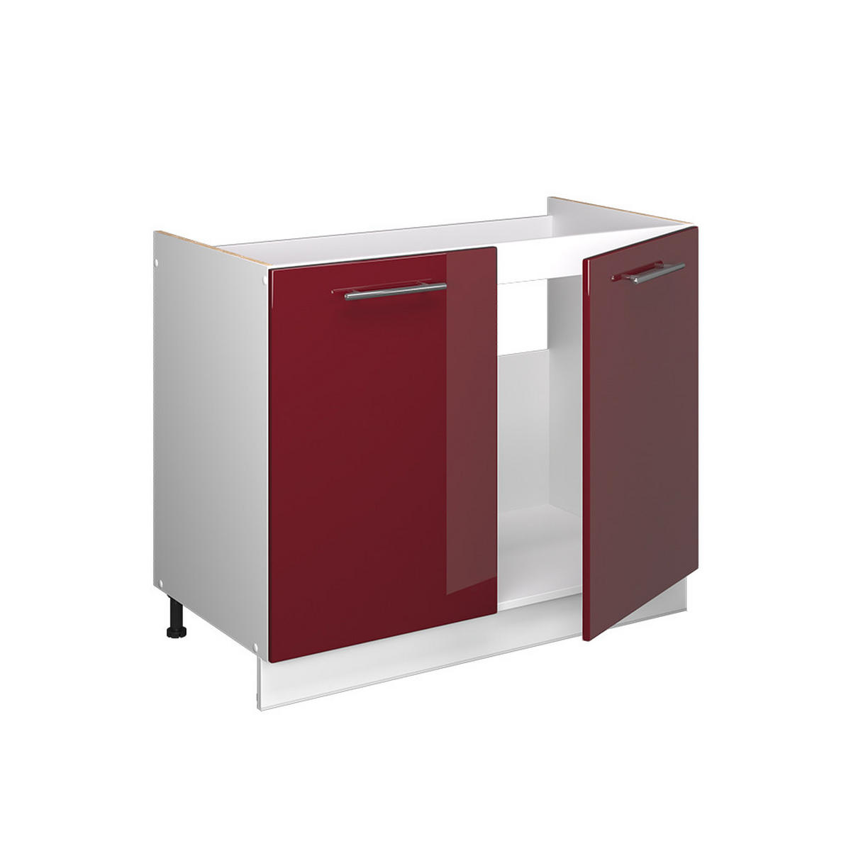 SPÜLENUNTERSCHRANK Fame-Line, Bordeaux Hochglanz/Weiß, 100 cm, AP Anthrazit - Bordeaux/Weiß, Holzwerkstoff (100/82/60cm) - Vicco