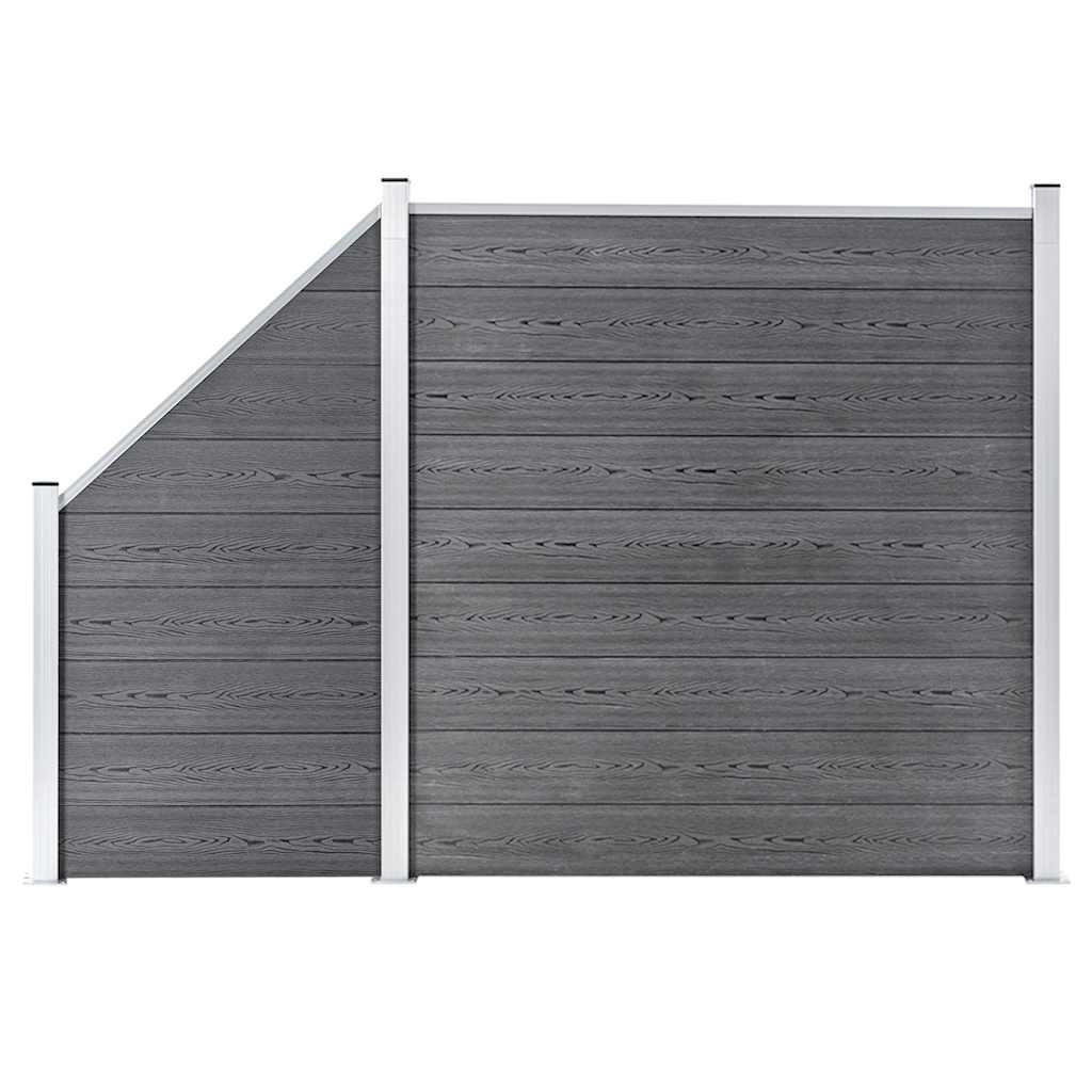 ZAUN_SET WPC 1 Quadrat + 1 Schräge 273/186 Cm Grau - Grau, Holzwerkstoff (273/186cm) - vidaXL