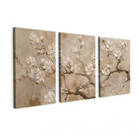 OBRAZ NA PLÁTNĚ 3dílná sada Béžová - Blossom - Moderní 120x60 cm - béžová, textil (120/60cm) - MuchoWow