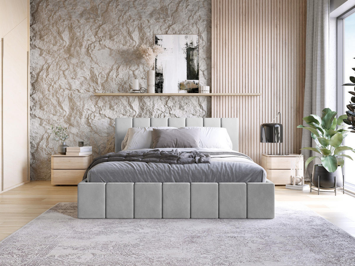 POLSTERBETT Doppelbett PESARO 140x200 cm, Hellgrau - Hellgrau, Textil (140/200cm) - Fedve