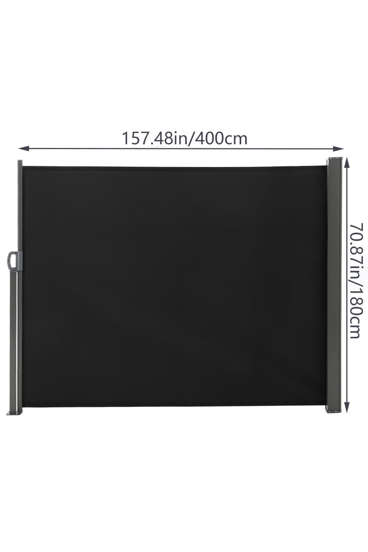 SEITENMARKISE für Privatsphäre Outdoor-Retraktabile - Schwarz, Metall (400/180cm) - Livingandhome