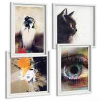 BILDER SET 4er Set - 50x50 cm & 40x60 cm Weißer Rahmen - Porträt einer Frau, Auge, Farben, Emotionen - Weiß, Kunststoff (50/50cm) - TULUP