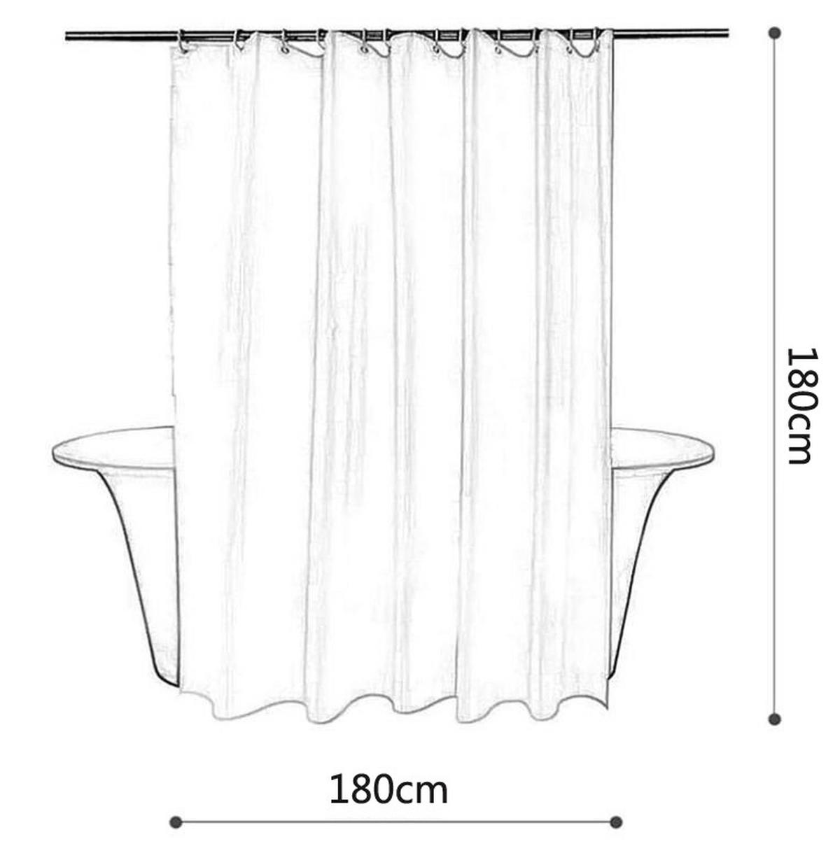 DUSCHVORHANG SET Grün Eukalyptus Blätter floral Dekoration 180 x 180 cm mit Haken Badezimmer - Weiß, Textil (180/180cm) - MCBOSON