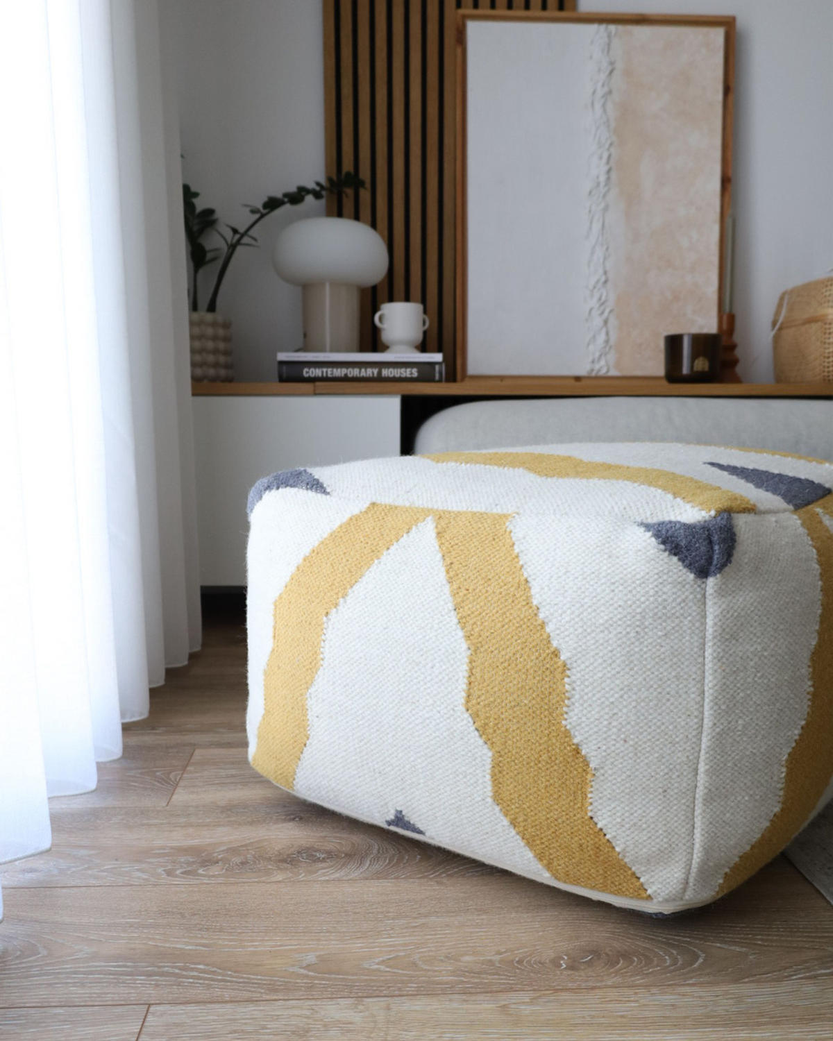 POUF Zeugma 56/56/32 cm - Beige, Textil (56/32/56cm) - Beliani