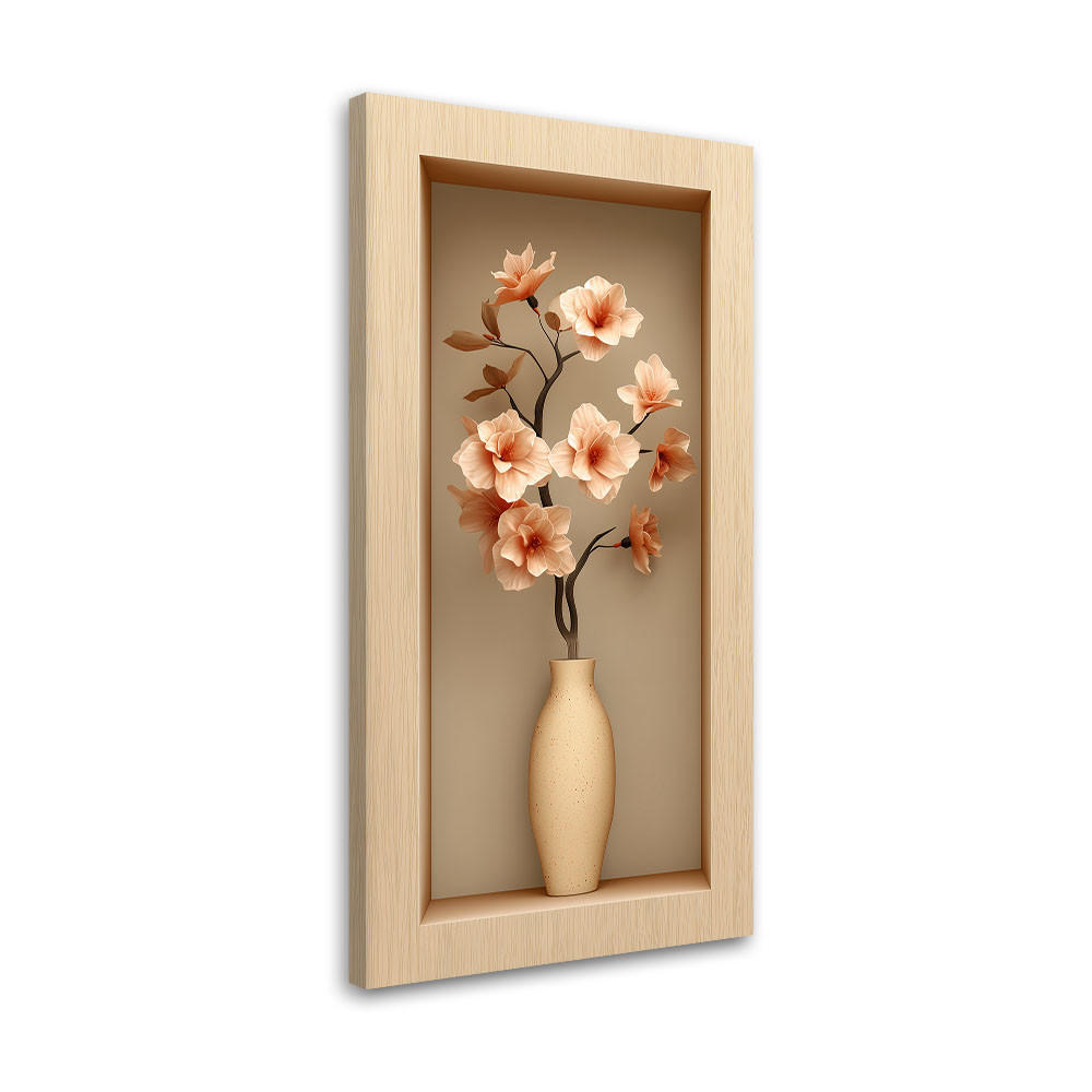 LEINWANDBILD Blumen in einer Vase in einer 3D-Vertiefung 40x80cm - Beige, Textil (40/80cm) - Feeby