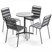 GARTENSET 5-tlg., Grau - Grau, Metall - Oviala