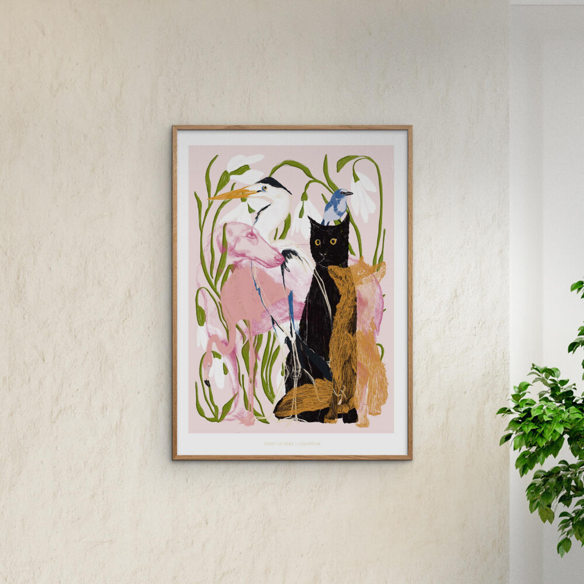 POSTER mit Rahmen Jenny Liz Rome - Collage of Animals - Eichefarben/Multicolor, Holz/Papier (30/40cm) - Poster&Frame