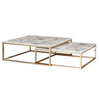 COUCHTISCH Set NURA Marmor Optik - Weiß, Holzwerkstoff (75/75/27cm) - tinkaro