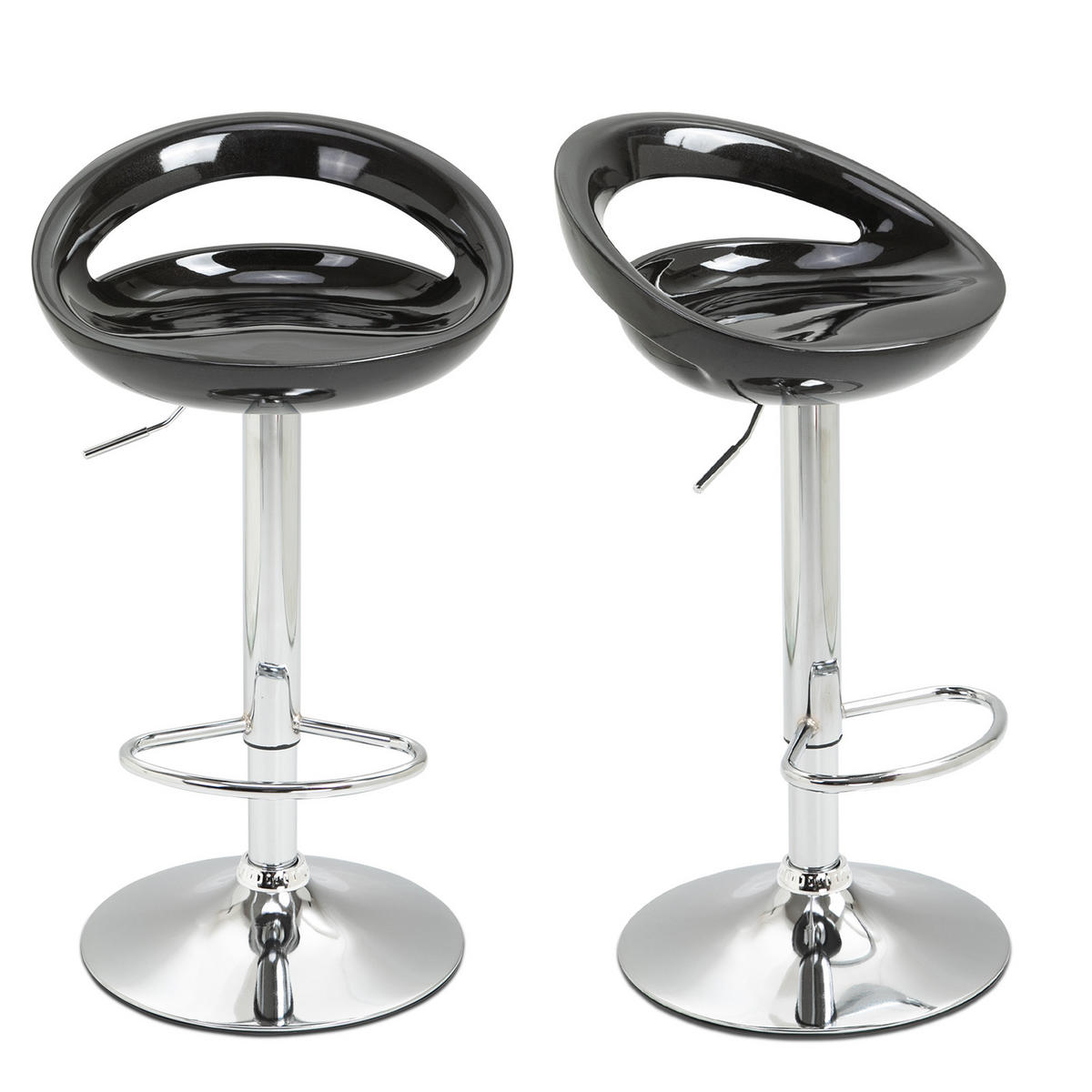 BARHOCKER 2er-Set DE-14782 höhenverstellbar mit Rückenlehne Schwarz - Schwarz, Metall (41/96/46cm) - ComfortXL