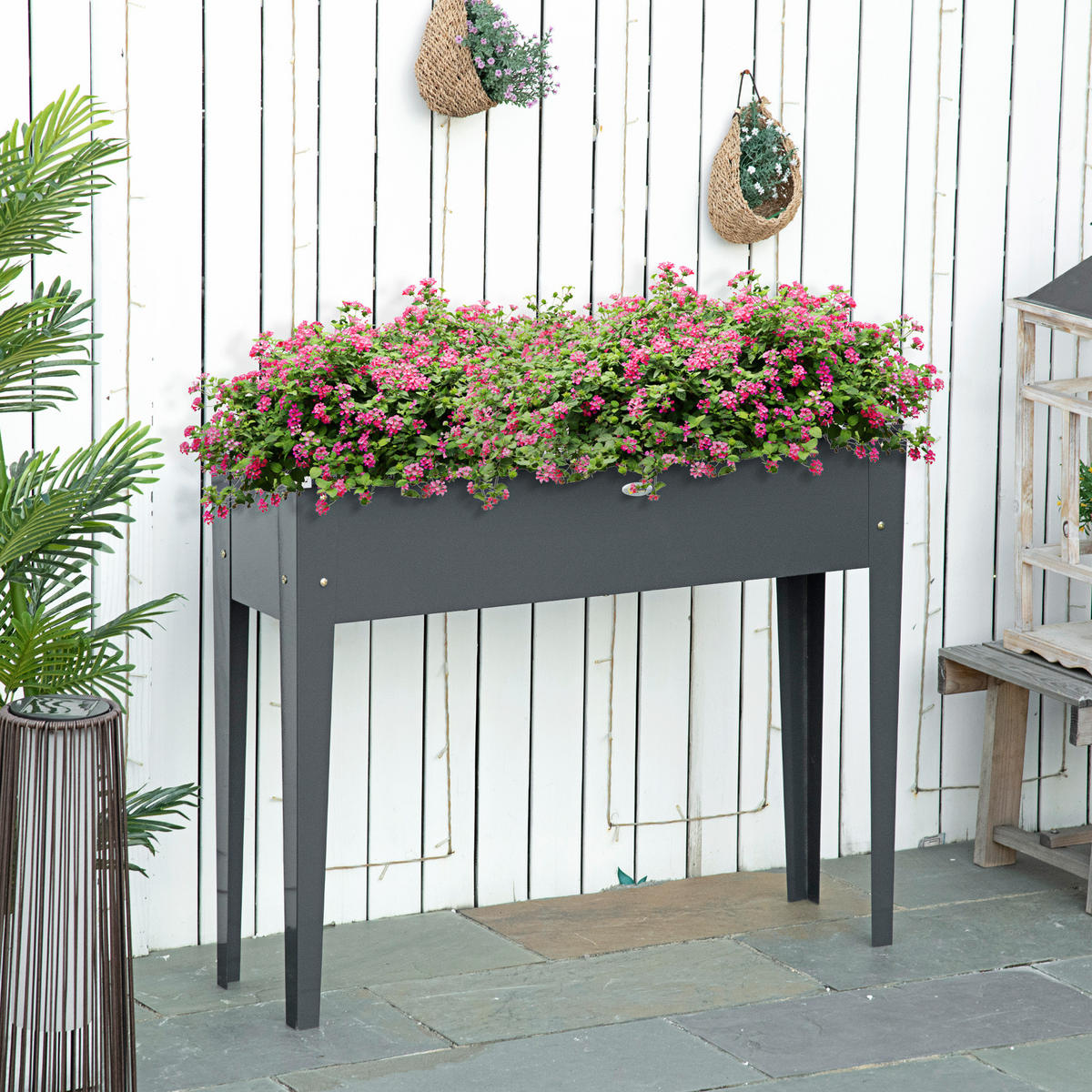 HOCHBEET DE-15980 mit Abflussloch Grau - Grau, Metall (100/80/30cm) - ComfortXL