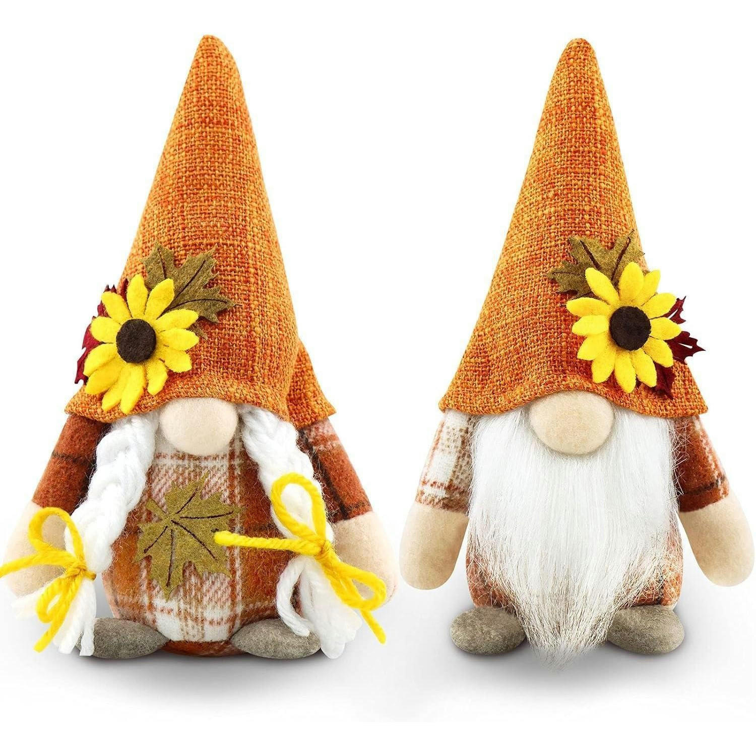 DEKO-WICHTEL 2-teiliges Set Herbstdekoration Orange - Multicolor, Textil (8/17/10cm)